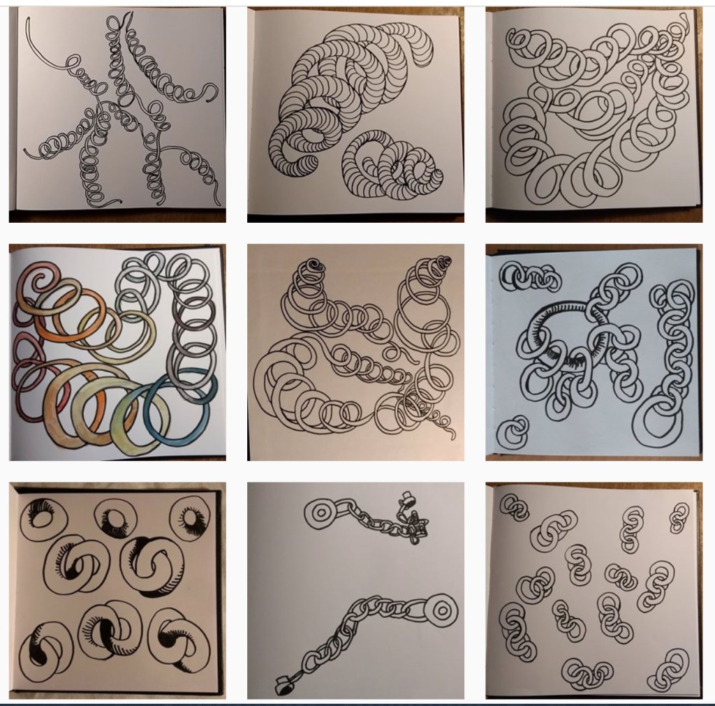 Drawings of chains, loops and twists, 2019