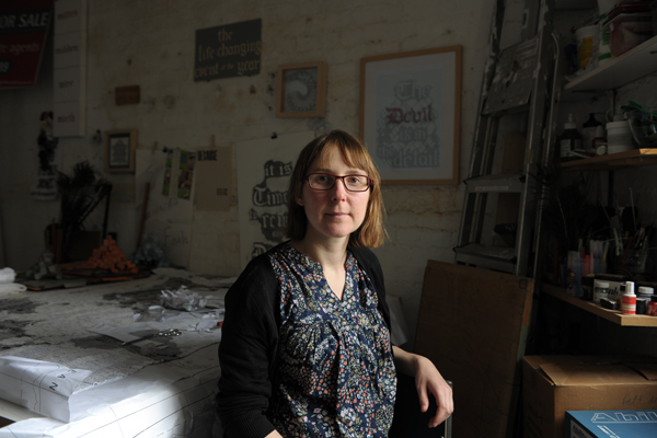 Clare Qualmann in her studio, photo Hugo Glendinning 2010
